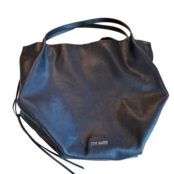 Vegan Steve Madden Black Hobo Bag-NWOT-Large Capacity-Chain and Braiding deco - Picture 6 of 10